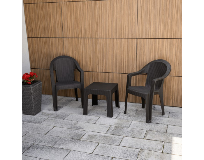 Záhradný stohovateľný stolík Zama - hnedá