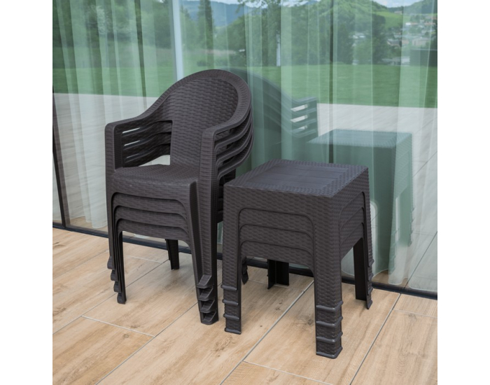 Záhradný stohovateľný stolík Zama - hnedá