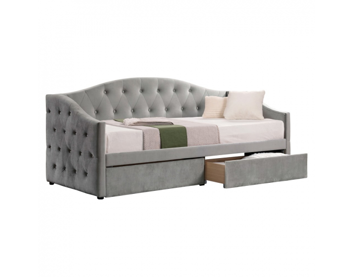 Jednolôžková posteľ s úložným priestorom Zaska 90x200 cm - sivá (Velvet)