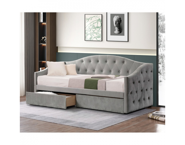 Jednolôžková posteľ s úložným priestorom Zaska 90x200 cm - sivá (Velvet)