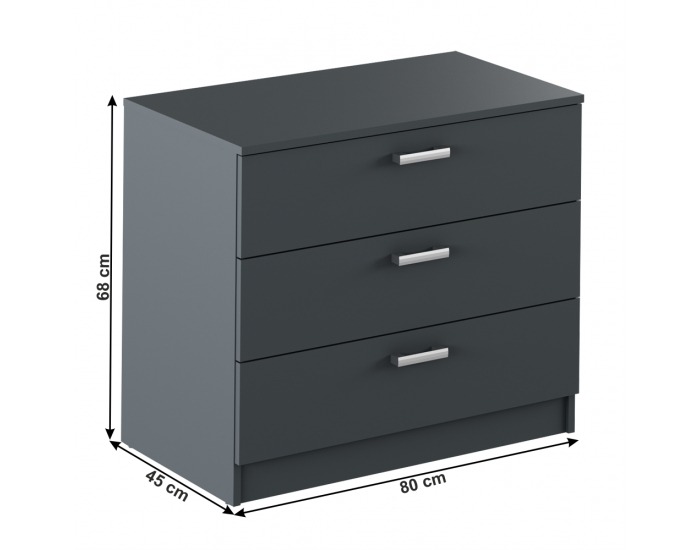 Zásuvková komoda Alexia - sivá grafit