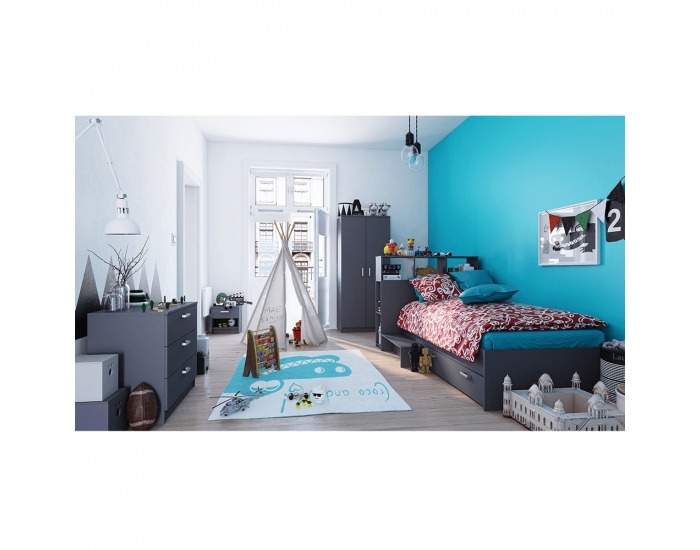 Zásuvková komoda Alexia - sivá grafit