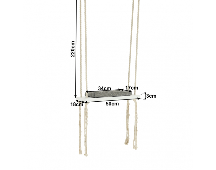 Závesná detská hojdačka pre deti Sving - biela / sivá
