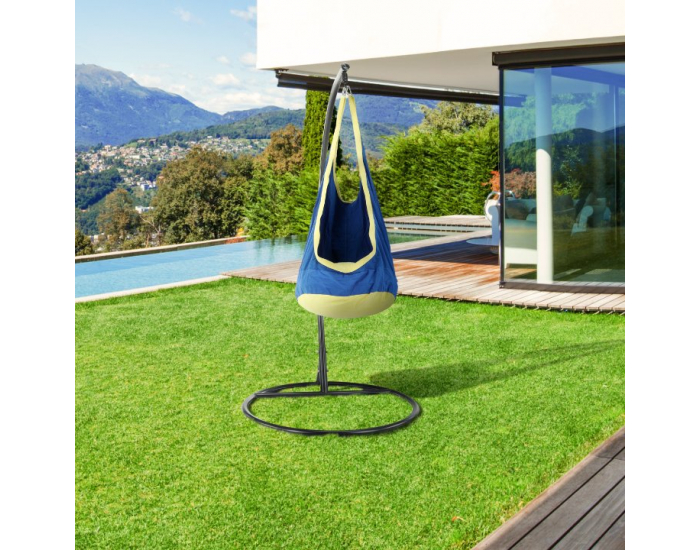 Závesné hojdacie kreslo Ben - modrá / žltá