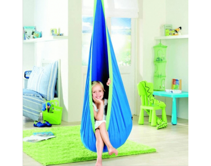 Závesné hojdacie kreslo Ben - modrá / žltá