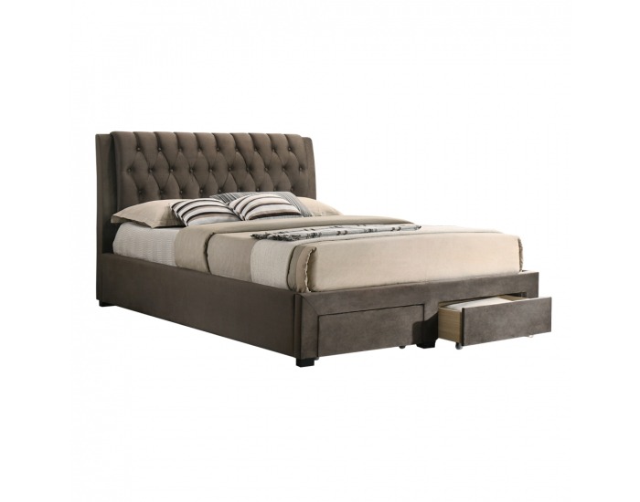 Manželská posteľ s roštom Zehra 160x200 cm - tmavohnedá (Velvet)