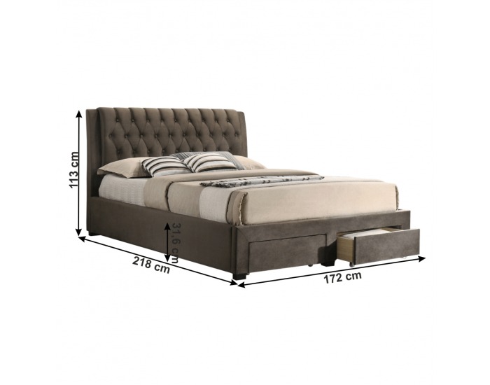 Manželská posteľ s roštom Zehra 160x200 cm - tmavohnedá (Velvet)