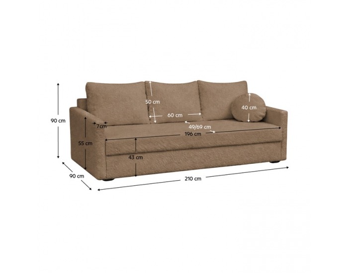 Rozkladacia pohovka s úložným priestorom Zerus - hnedá