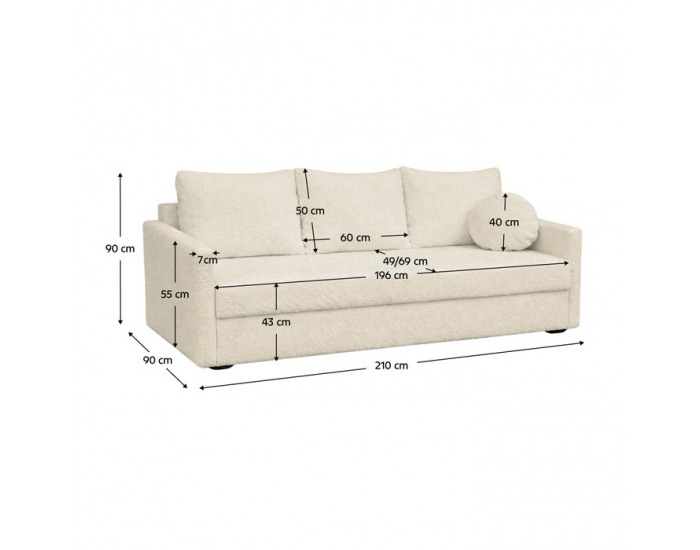 Rozkladacia pohovka s úložným priestorom Zerus - smotanová
