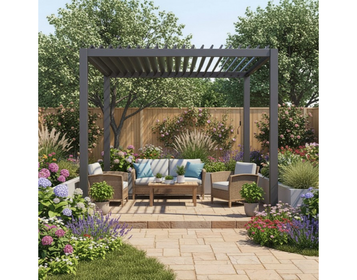 Hliníková bioklimatická pergola Zia 300x300 cm - antracit