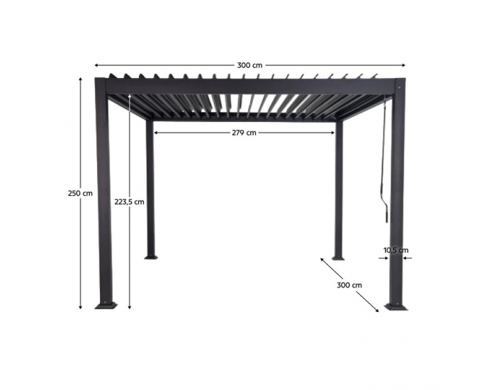 Hliníková bioklimatická pergola Zia 300x300 cm - antracit