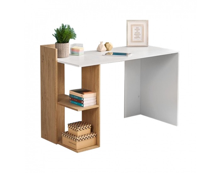 Písací stôl Zino - dub craft zlatý / biela