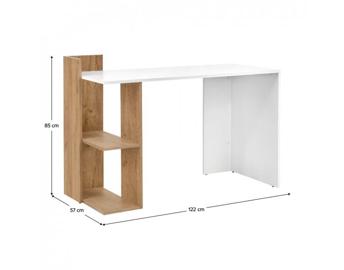 Písací stôl Zino - dub craft zlatý / biela