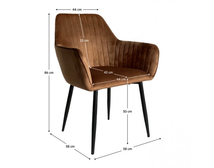 Jedálenské kreslo Zirkos - hnedá (Velvet) / čierna