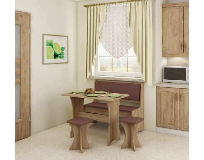 Lavica do kuchyne ZKU-02 - craft zlatý / hnedá ekokoža