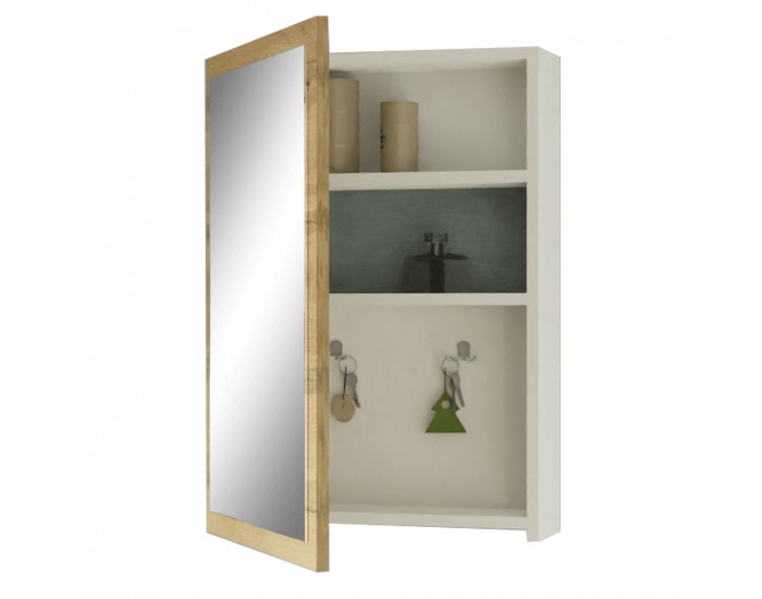 Zrkadlo na stenu Hilo - biela / dub wotan