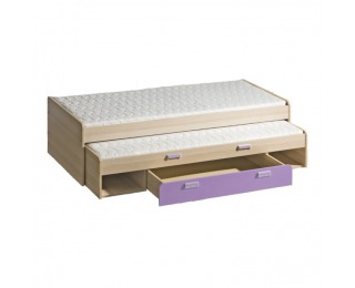 Rozkladacia posteľ s prístelkou Ego L16 80 - jaseň / fialová