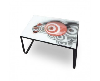 Konferenčný stolík Baly - čierna oceľ / sklo s motívom Konferenčný stolík Baly - čierna oceľ / sklo s motívom