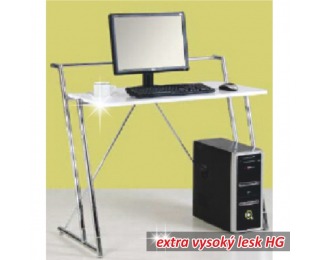 PC stolík Zivo - biely vysoký lesk / chróm