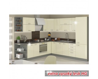 Dolná kuchynská skrinka Prado 60 D 1F BB - krémový vysoký lesk / sivá