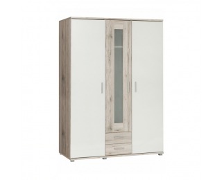 Šatníková skriňa Valeria 93 3D - dub pieskový / biela
