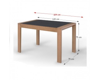 Rozkladací jedálenský stôl Janadan - dub / čierne sklo