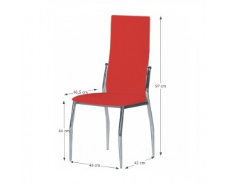 Jedálenská stolička Solana - červená / chróm