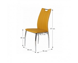 Jedálenská stolička Oliva - chróm / žltá kari