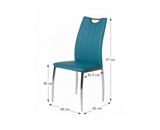 Jedálenská stolička Oliva - chróm / modrá petrolejová