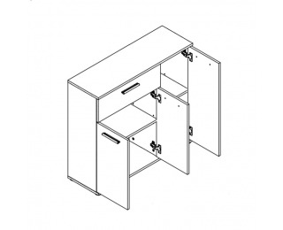 Trojdverová komoda Noko-Singa 34 - biela