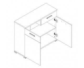 Dvojdverová komoda Rachel Typ 3 - dub sonoma / biely vysoký lesk