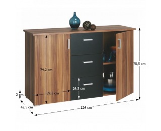 Trojdielna komoda Svit B - slivka / čierna Trojdielna komoda Svit B - slivka / čierna