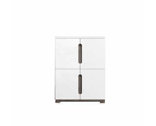 Štvordverová komoda Lorien LS 44 - san remo / biela / biely vysoký lesk