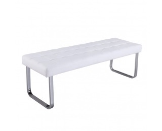Čalúnená lavica Brand - biela / chróm