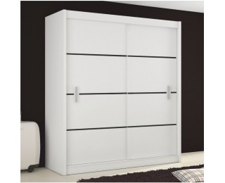 Šatníková skriňa s posuvnými dverami Merina 203 2D - biela / čierna Šatníková skriňa s posuvnými dverami Merina 203 2D - biela / čierna