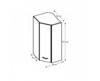 Horná rohová kuchynská skrinka Prado 60/60 N G-72 - biely vysoký lesk