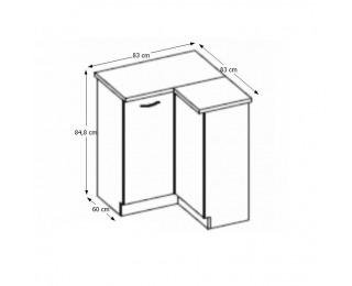 Dolná rohová kuchynská skrinka Prado 90/90 DN ZB - biely vysoký lesk