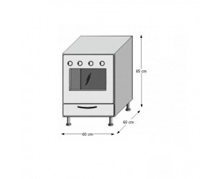 Kuchynská skrinka na sporák Jura New B ZK-60 K1 - biela / wenge