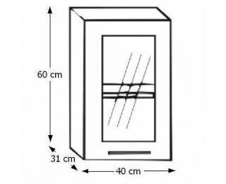 Horná kuchynská skrinka Irys GW-40 P - biela / strieborná