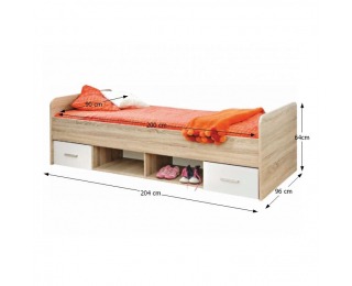 Detská posteľ s úložným priestorom Emio Typ 4 90 - dub sonoma / biela