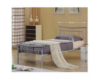 Kovová jednolôžková posteľ s roštom Dorado 90 - matná strieborná