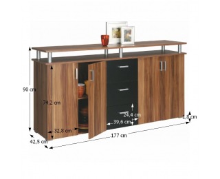Štvordielna komoda Svit C - slivka / čierna Štvordielna komoda Svit C - slivka / čierna