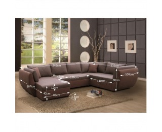 Rohová sedačka U s rozkladom a úložným priestorom Tomas P - hnedá / hnedá melírovaná