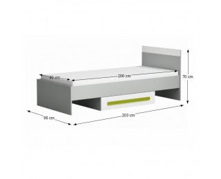 Detská posteľ s úložným priestorom Piere P12 90 - sivá / biela / zelená Detská posteľ s úložným priestorom Piere P12 90 - sivá / biela / zelená