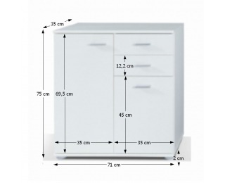 Dvojdverová komoda Tampa 2T2S - biela