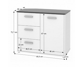 Komoda Zara 22 - biela / čierna