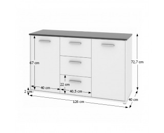 Dvojdverová komoda Zara 23 - biela / čierna