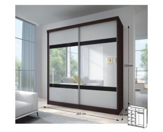 Šatníková skriňa Multi 2 2D 203x218 cm - dub cambridge / biela / čierne sklo Šatníková skriňa Multi 2 2D 203x218 cm - dub cambridge / biela / čierne sklo