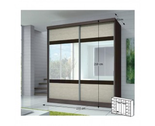 Šatníková skriňa Multi 3 2D 233x218 cm - dub cambridge / kubánske drevo / tmavohnedé sklo Šatníková skriňa Multi 3 2D 233x218 cm - dub cambridge / kubánske drevo / tmavohnedé sklo