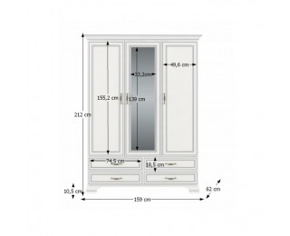 Šatníková skriňa so zrkadlom Tiffy 3D4S 3D - woodline krém